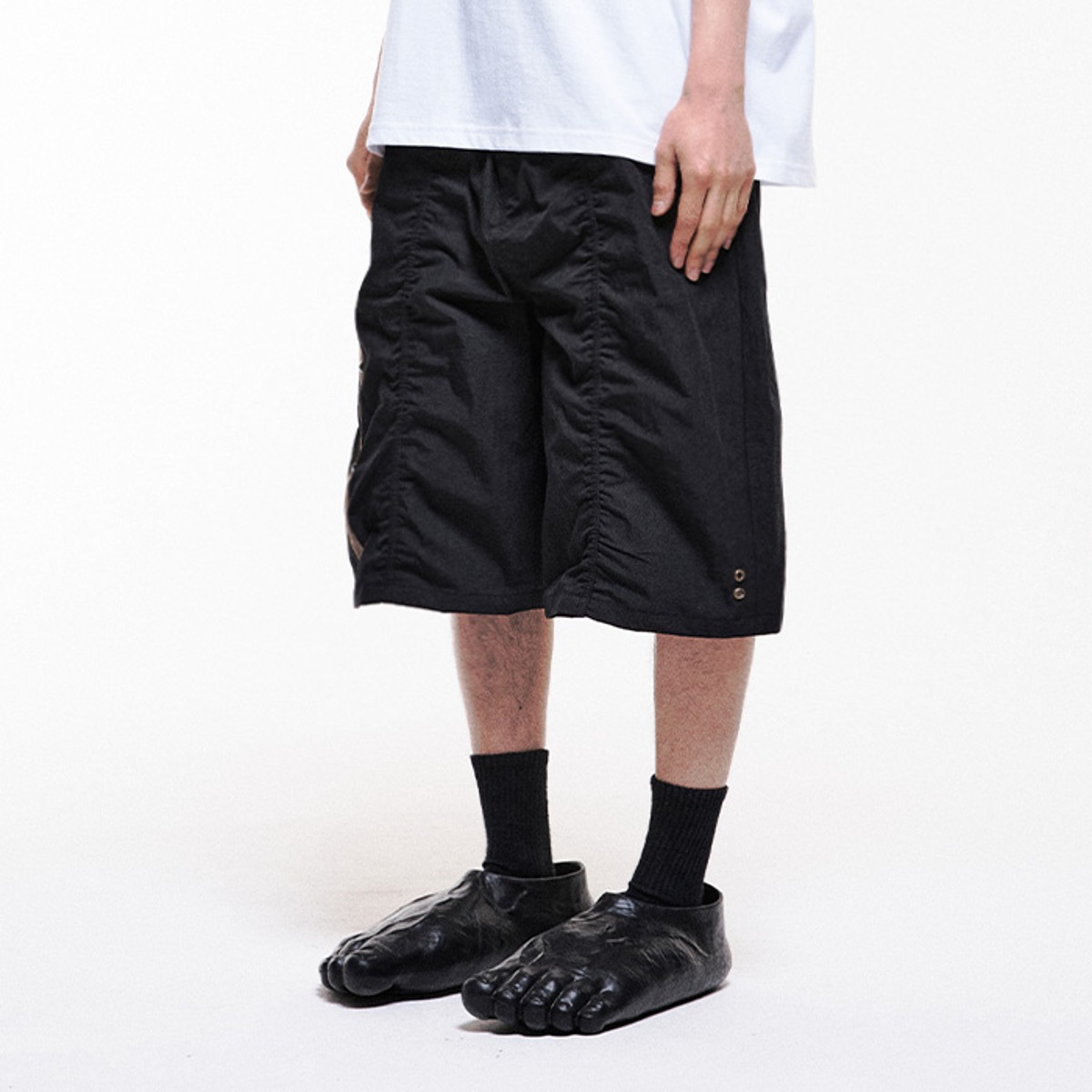 TCM shirring half pants (black) (6/14 예약배송)