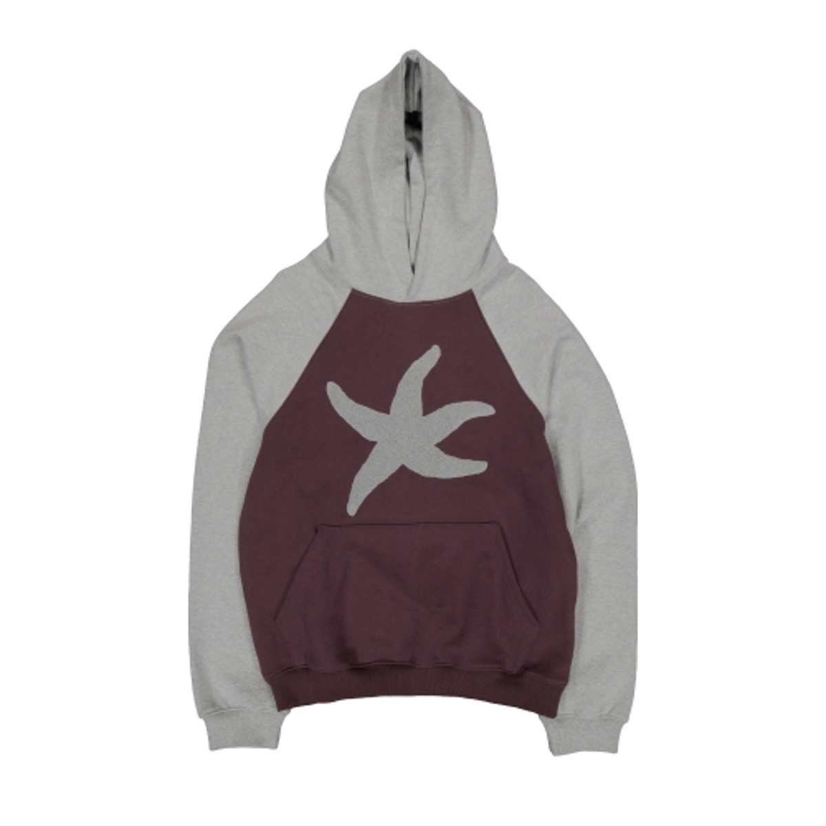 TCM starfish raglan hoodie (burgundy/grey)